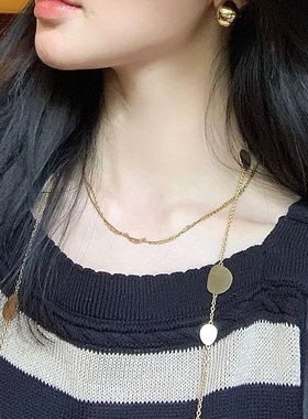 欧阳叠戴蛇骨链O链双层项链颈链