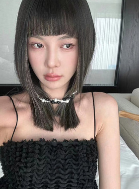 MONA张绮贤同款黑白玻璃珠项链女