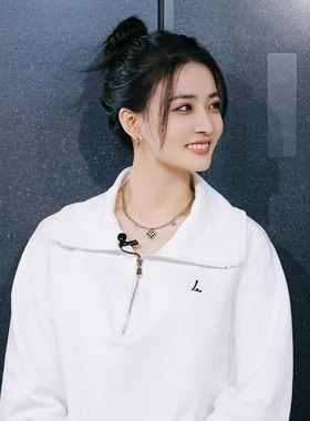 徐璐同款棋盘格爱心项链毛衣链