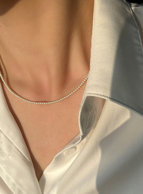 施家极细小米粒珍珠项链叠戴颈链