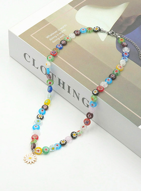林景云同款彩色琉璃雏菊小花项链