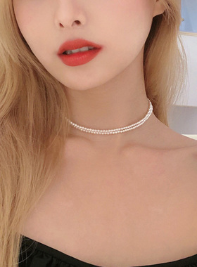 迪丽热巴fever双层叠戴珍珠项链