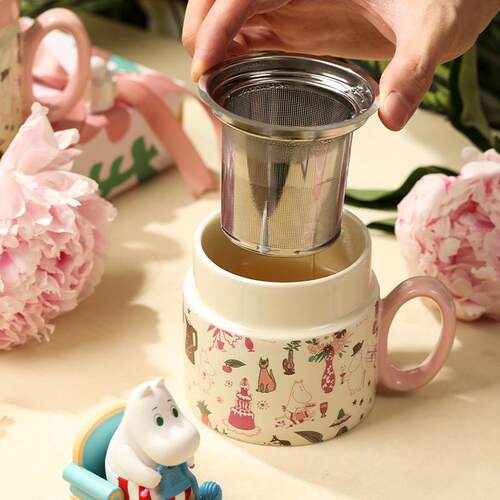 moomin姆明杯子盖杯陶瓷花茶杯茶水分离马克杯女生高颜值泡茶杯子 - 图2