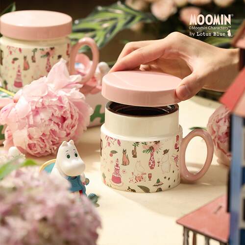 moomin姆明杯子盖杯陶瓷花茶杯茶水分离马克杯女生高颜值泡茶杯子 - 图0