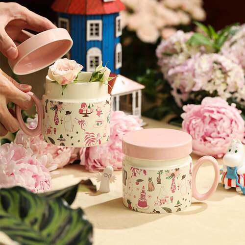 moomin姆明杯子盖杯陶瓷花茶杯茶水分离马克杯女生高颜值泡茶杯子 - 图1