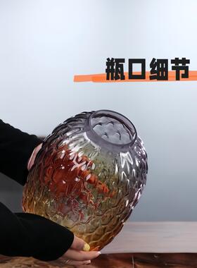 菠萝瓶 | 小口大肚玻璃花瓶欧式风高级感水养玫瑰百合鲜切花摆件