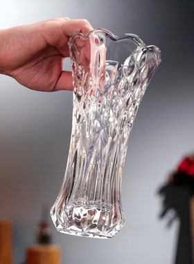 水晶玻璃小花瓶水养鲜切花玫瑰绿萝餐桌客厅多功能高级感摆件