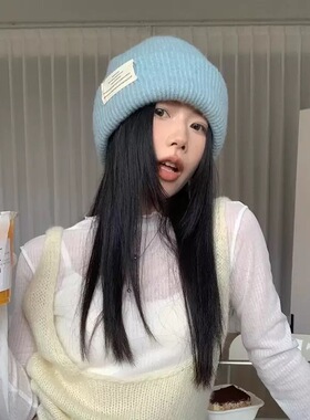猫女的心事秋冬韩版百搭针织帽子女新款加厚防风护耳堆堆帽冷帽