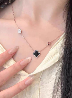 猫女的心事韩系百搭设计感四叶草项链女轻奢小众高级感锁骨链