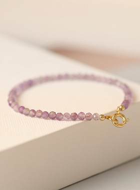 小众天然紫水晶转运珠细款手链