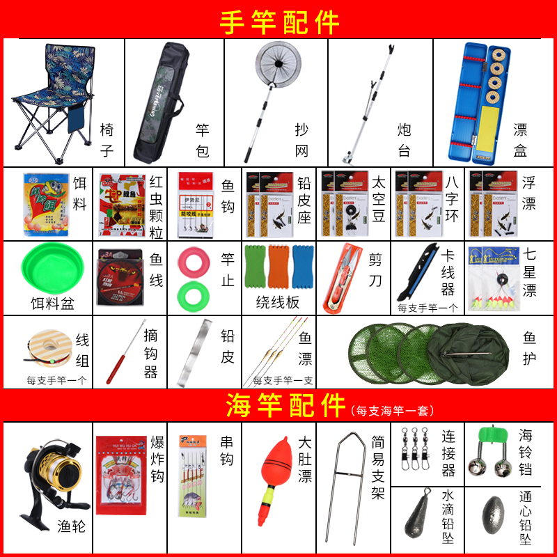 鱼竿套装组合全套鱼具手竿海杆套装垂钓鱼装备大全品牌渔具用品 - 图0
