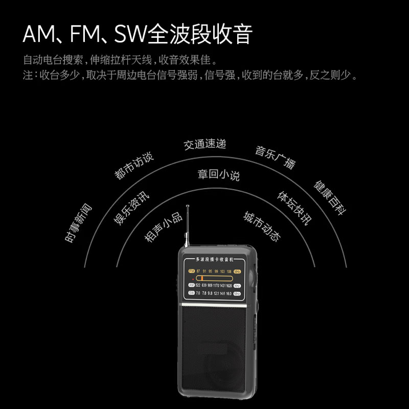 老人专用收音机老年人全波段卫星便携式小型数字充电高端调频广播 - 图2