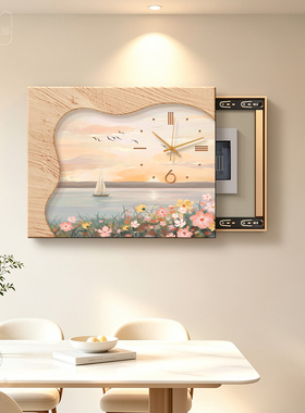 奶油风推拉电表箱遮挡装饰画