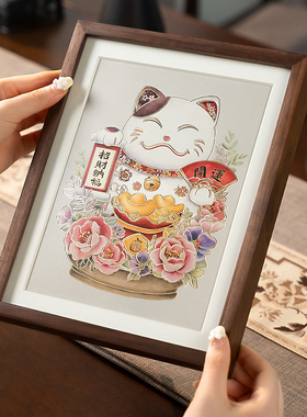 手工錾刻桌面办公室招财猫