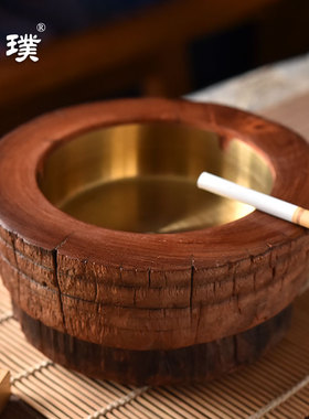 缅甸花梨木香炉老车轴实木烟灰缸