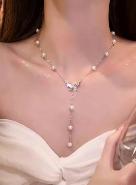 度假风满天星闪锆蝴蝶甜美颈链