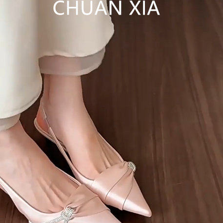 羊皮版！甜美名媛风尖头高跟鞋女配裙子细跟单鞋温柔真皮包头凉鞋,淘宝优惠券,粉丝福利购,淘宝优惠卷