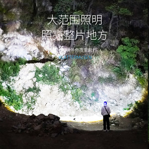 微笑鲨头灯超亮激光感应头戴式电筒强光充电超长续航锂电照明矿灯