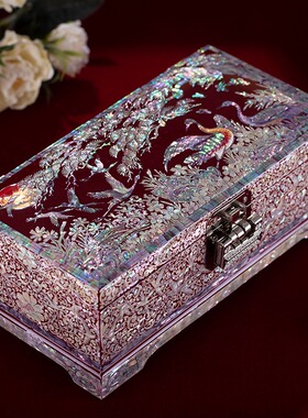 螺钿漆器首饰盒复古非遗黄金珠宝饰品收纳盒平遥推光新婚结婚礼物