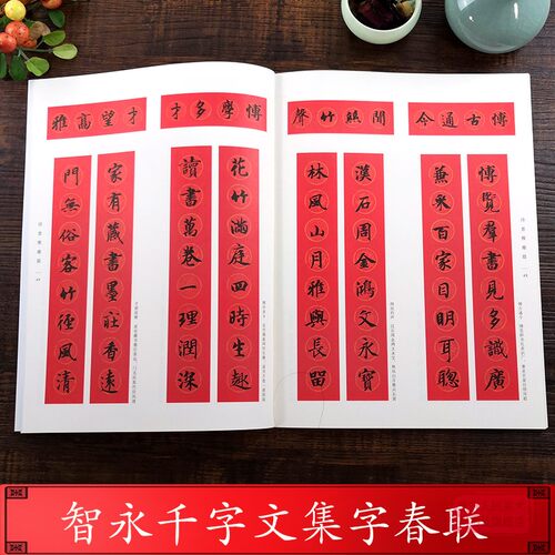 智永千字文集字春联 6大类120幅春节对联 原碑帖古帖楷书集字对联横幅 智永楷书毛笔软笔书法练字帖书籍 智永楷书千字文集字作品 - 图0