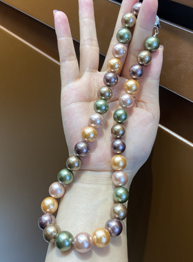 12M混色施家珍珠项链女彩色串珠