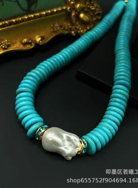 琉璃男女通用欧美蓝松石锁骨项链