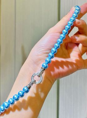 锁骨链8mm法式高品质蓝色项链