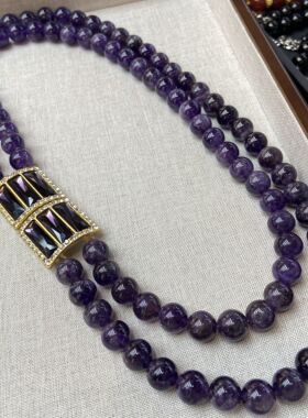 典雅双层玛瑙串珠长款项链毛衣链