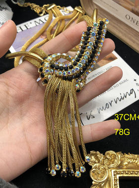 复古宫廷风饰品高奢彩钻流苏打结