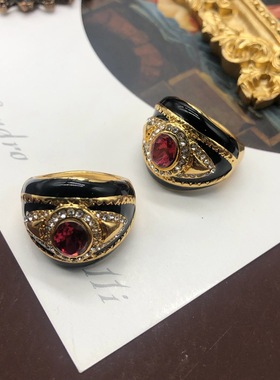 中古vintage戒指镶钻玫紫色宝石