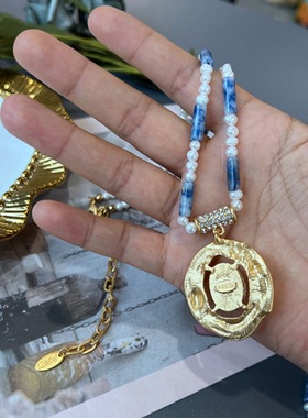 饰品电镀真金养殖珍珠蓝白双色树