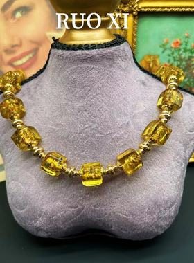 饰品vintage西洋琉璃复古法式金