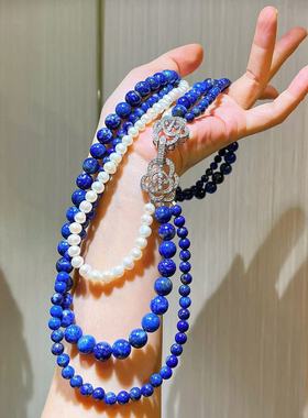 复古高品质天然青金石淡水珍珠设