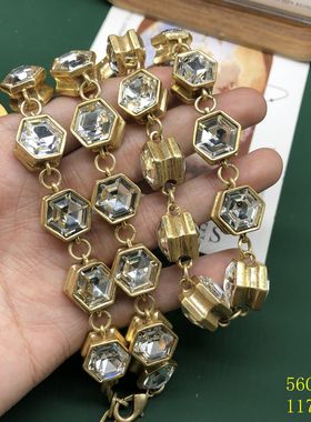 vintage饰品菱形项链毛衣链项链