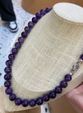 12MM天然紫水晶串珠项链手链套装