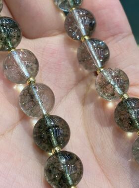 天然石水晶绿幽灵串珠12MM圆珠手