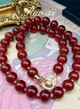 若曦vintage复古酒红色玛瑙宫廷