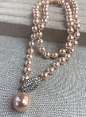 设计感施家珍珠水滴项链女秋冬轻