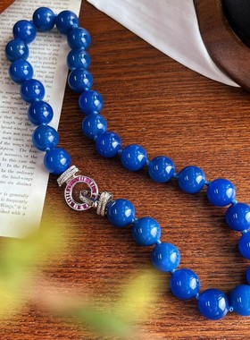 14mm大颗粒深蓝蓝色妖姬天然蓝玉