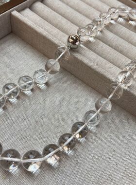 透明珠子白水晶12MM项链女夏轻奢