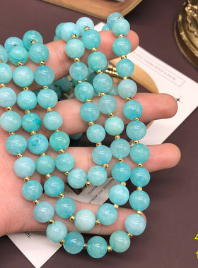 小清新蓝色系石头珠串珠多层项链