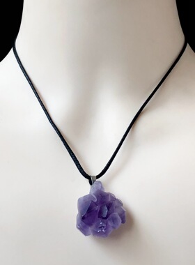 紫水晶吊坠黑色编织绳仙女项链锁