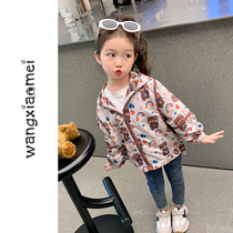 Girls jacket Spring and autumn style 2023 Autumn clothes new Lianhood cartoon Vest Baby Foreign Air Little Girl Childrens Blouse
