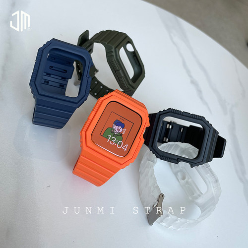 适用于iwatch789表带apple watch苹果手表七654321代se一体表带冰川透明41mm/45mm个性一体防摔表带运动男女-图3