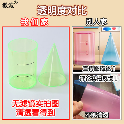 教诚小学数学圆柱体圆锥体积比推导演示器六年级教具学具模型套装 - 图0