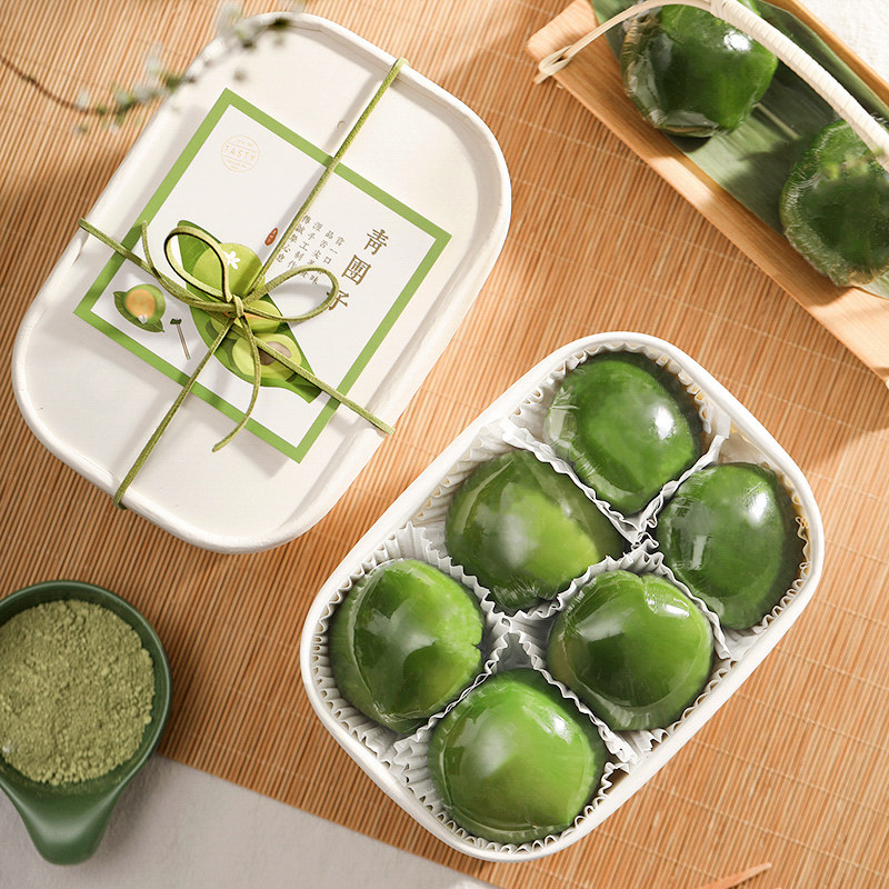 网红青团包装盒礼盒蘸酱麻薯盒烘焙清明果蛋糕野餐盒子甜品打包盒