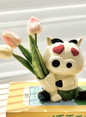 爱心小猪花瓶酒柜玄关感插花器摆件客厅家居装饰乔迁礼物