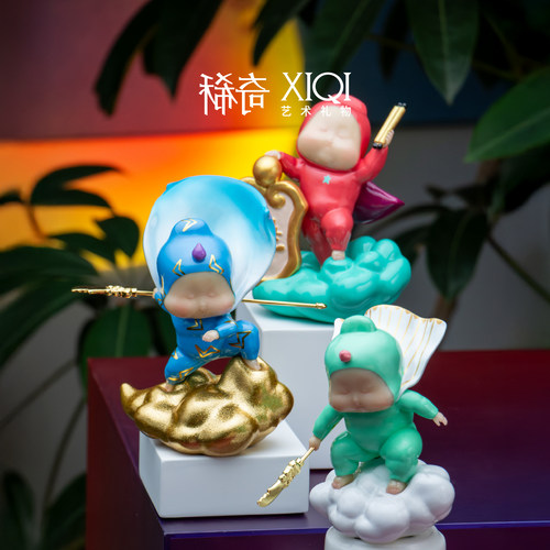 稀奇艺术《平步青云》系列办公室雕塑摆件创意家居轻奢武财神关羽 - 图2
