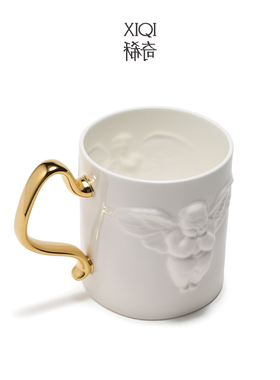 稀奇艺术天使浮雕骨瓷杯