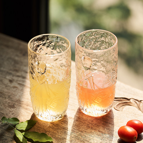 稀奇艺术《仲夏玻璃对杯》水波纹杯壁家用日式水杯果汁咖啡杯 - 图1